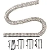 Gistuch Flexibles Kühlwasserschlauch-Set für 48-Zoll-Kühler, universelles hitzebeständiges Edelstahl-Ableitungsset mit 4 Kappen, Silber