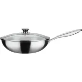 GSW Wokpfanne ASIA 32 cm mit Glasdeckel, 868402, Edelstahl rostfrei, ca. 5,2 L