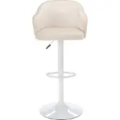 Vente-unique Barhocker - Stoff & Metall - Höhenverstellbar - Cremefarben & Weiß - CARSTEN