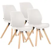 CLP Esszimmerstuhl 4er Set gepolstert Luna, moderner Polsterstuhl mit Rückenlehne weiß Material Kunstleder