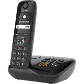 Gigaset AS690A, Analoges/DECT-Telefon, Kabelloses Mobilteil, Freisprecheinrichtung, 100 Eintragungen, Anrufer-Identifikation, Schwarz