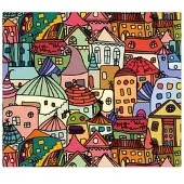 Banjado Herdabdeckplatte Glas 1 Teilig 60x52CM Schneidebrett Herdabdeckung Mit Motiv Funky Town