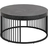 Ebuy24 Couchtisch Schwarz aus Metall und Marmor, 65x65x35 cm, mit offener Metallstruktur