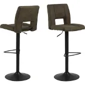 Freiraum Barhocker >Sylvia< (2er-Set) in olivgrün, Polyester, Stahl - 41,5x115x52 (BxHxT)