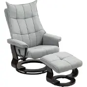 Novzep Relaxsessel mit Hocker, drehbar, Wippfunktion, verstellbare Rückenlehne, bis 150 kg, Grau