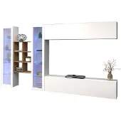 Freiraum Wohnwand >Benevent< (5-teilig) in Weiß Hochglanz - 320x180x30 (BxHxT)