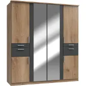 Freiraum Kleiderschrank Holzschrank Drehtürenschrank Schlafzimmer Schrank "Kalindi IV" Plankeneiche/Graphit