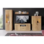 Freiraum Wohnwand >Delamar< (4-teilig) in Eiche Evoke Nachbildung - 289x197x40 (BxHxT)