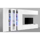 Freiraum Wohnwand >Benevent< (7-teilig) in Weiß Hochglanz - 380x180x30 (BxHxT)