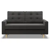 Mebligo Schlafsofa BLANK 2-Sitzer Sofa mit Schlaffunktion, Bettkasten, hohen Füßen, Wendekissen, skandinavisch, Wohnzimmer, Grau