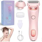 Slyrun Elektrischer Rasierer für Frauen, 2-In-1 Elektrischer Damenrasierer, Schmerzfreier Intimrasierer, USB-Aufladung