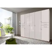 Freiraum Drehtürenschrank >Danzig< in WEISS + GLAS WEISS - 225x208x58cm (BxHxT)