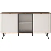 Lookway Kommode auf Füßen AUTUMN 2D1W mit Glasfront, Kaschmir / Nussbaum