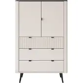 Lookway Kommode mit Schubladen AUTUMN 2D3S mit geriffelter Front, Kaschmir / Grauer Stein