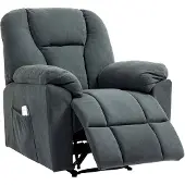 Xkiss Elektrischer Relaxsessel mit Massage- und Wärme-Funktionen, Polstersessel mit USB-Anschluss, Seitentaschen, Grau