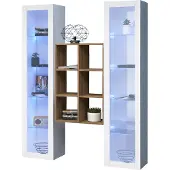 Freiraum Wohnwand >Benevent< (3-teilig) in Weiß Hochglanz - 140x180x30 (BxHxT)