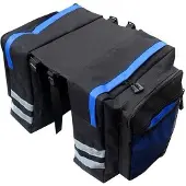 Meoiruery Fahrradrucksack mit Gepäckträger, Doppeltasche, wasserdichtem Sattel, Mountainbike – Blau