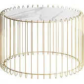 Lookway Couchtisch MARBELLE mit Marmorplatte, goldenem Gestell