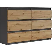 Lookway Moderne Kommode HANA M6, Artisan Eiche / Anthrazit 120cm