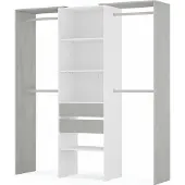 Freiraum Kleiderschrank >Tidy< in Artik-Weiß / Beton Grau - 179x202x50 (BxHxT)