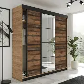 KIER FURNITURE Schiebegarderobe LAMARO mit Spiegel. Schrank Schlafzimmer 200x205x59cm