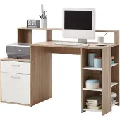 Preisbrecher Schreibtisch Bürotisch Computertisch Arbeitstisch Tisch Büromöbel "Suzanne I" Eiche / Weiß