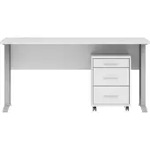 Preisbrecher Schreibtisch >Clermont< (2-teilig) inkl. Rollcontainer, weiss - 150x73x70cm (BxHxT)