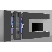 Freiraum Wohnwand >Benevent< (7-teilig) in Anthrazit matt - 340x180x30 (BxHxT)