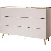 Lookway Kommode mit Schubladen AURORA KASCHMIR 6S, schräge golden Beinen