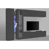 Freiraum Wohnwand >Benevent< (5-teilig) in Anthrazit matt - 280x180x30 (BxHxT)
