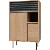 Petits-meubles Buffet Astra mit 3 Türen, Holzoptik und Schwarz, 76.6cm
