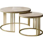 Lookway Couchtisch 2in1 LORI Hochglanz Gold gebürstet, glänzender Kaschmir