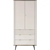 Lookway Zweitüriger Kleiderschrank AUTUMN 2D3S mit Schubladen, Kaschmir / Nussbaum