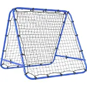 MEIYOU DoppelseitigeRebounderfürFußball,verstellbarPrellwandmit5WinkelpositionenRückprallwandNetz,100x68-95cmKickbackTorfürJugendliche,RückprallwandfürHandballTraining,Blau