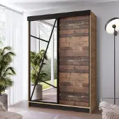 KIER FURNITURE Schrank mit Spiegel - Kleiderschrank mit Schiebetüren,167x205x59 cm