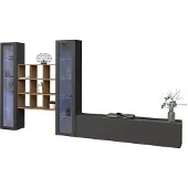 Freiraum Wohnwand >Benevent< (4-teilig) in Anthrazit matt - 350x180x30 (BxHxT)