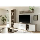 Freiraum Wohnwand >SANTERNO< (3-teilig) in weiss / Eiche Nachbildung - 264x197x50 (BxHxT)