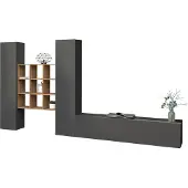 Freiraum Wohnwand >Benevent< (4-teilig) in Anthrazit matt - 350x180x30 (BxHxT)