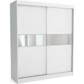 EURO-MEBLE Neuer Kleiderschrank mit Schiebetüren KLARA 160 cm (WEISS)