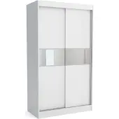 EURO-MEBLE Neuer Kleiderschrank mit Schiebetüren KLARA 120 cm (WEISS)