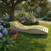 TUGA-Holztech Holzliege Wellenliege Gartenliege Himmelssofa "Pool-Moni" (Fichte) 70cm
