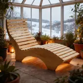 TUGA-Holztech Holzliege Wellenliege Waldsofa Relaxliege Gartenliege "Ruhe-Vroni" (Fichte) Breite 90cm Himmelsliege