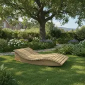 TUGA-Holztech Holzliege Wellenliege Gartenliege Himmelssofa "Pool-Moni" (Lärche) 100cm