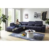 Freiraum Polstergarnitur >Donaugh< Kopfteilverstellung&Schwenkrücken, blau-schwarz - 323x76x231 (BxHxT)