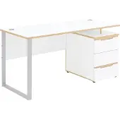 Freiraum Schreibtisch >Memphis< in Weiß / Artisan / silber - 150x77x73 (BxHxT)