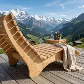 TUGA-Holztech Holzliege Wellenliege Waldsofa Relaxliege Gartenliege "Ruhe-Vroni" (Zirbe) Breite 120 cm Himmelsliege