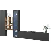 Freiraum Wohnwand >Benevent< (4-teilig) in Anthrazit matt - 320x180x30 (BxHxT)