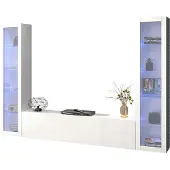 Freiraum Wohnwand >Benevent< (3-teilig) in Weiß Hochglanz - 260x180x30 (BxHxT)