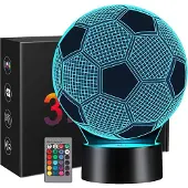 Slyrun 3D-LED-Fußball-Nachtlicht mit Fernbedienung, 7 Farben, USB-Ladung