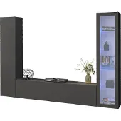 Freiraum Wohnwand >Benevent< (3-teilig) in Anthrazit matt - 260x180x30 (BxHxT)